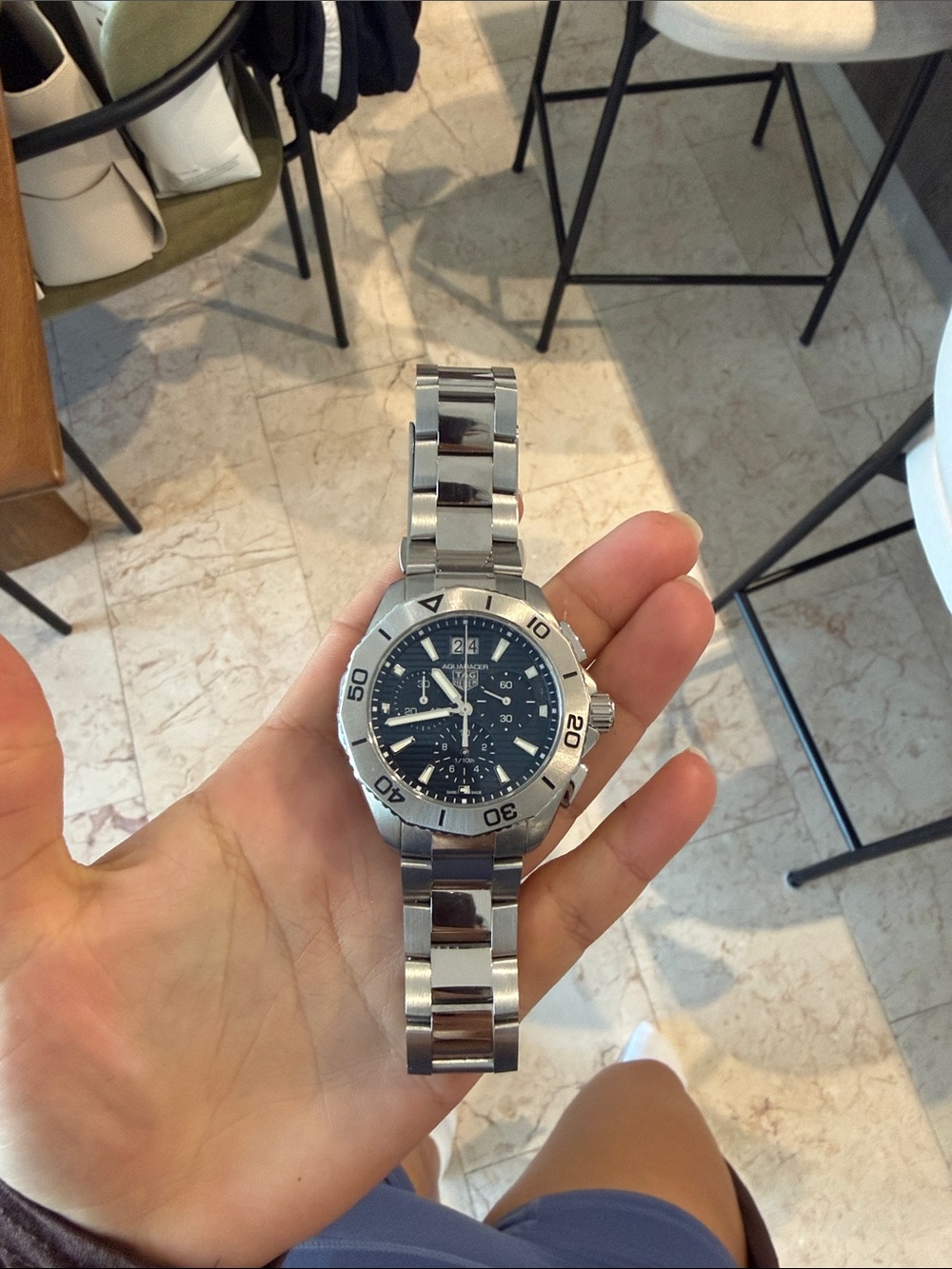 Tag Heuer Stainless Steel Watch with Blue Dial